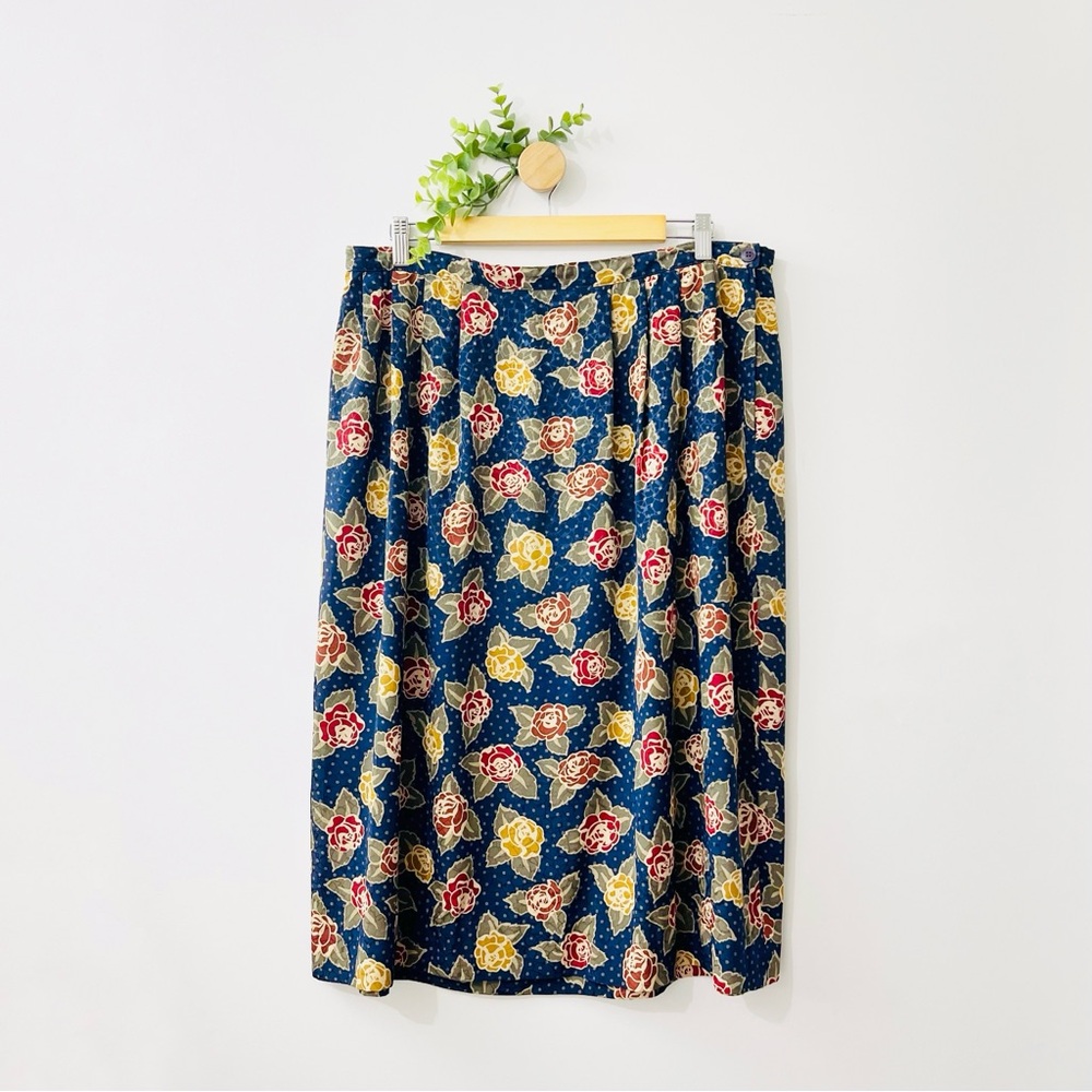 Pendleton Vintage Country Sophisticates A Line Navy Floral Cottagecore Skirt
